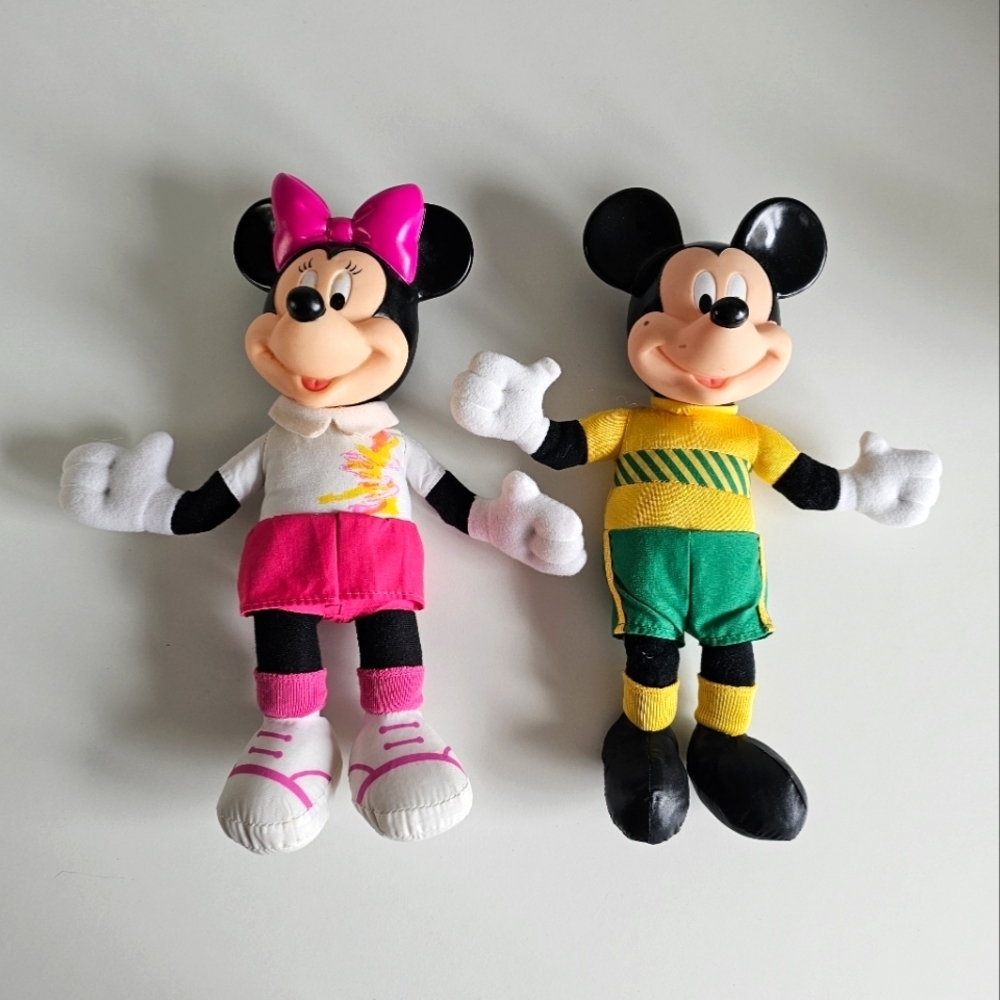 Disney Mickey Minnie Mouse Plush Toy Set Vintage Stuffed Animals Soccer Outfit